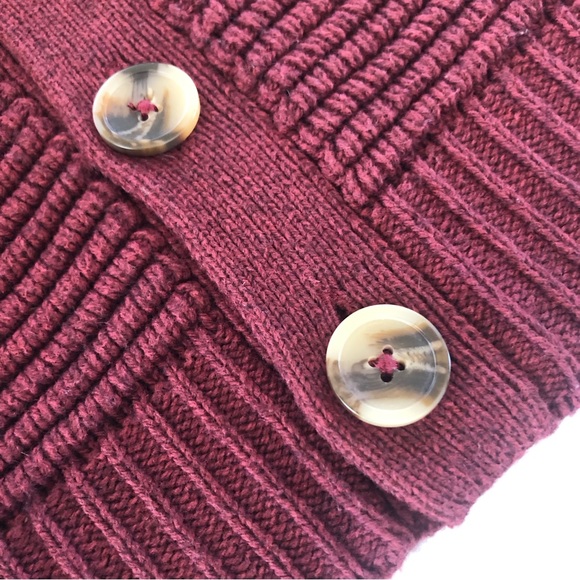 Madewell Side Button Ribbed Turtleneck Sweater in Heather Cherry XXS - Picture 6 of 8